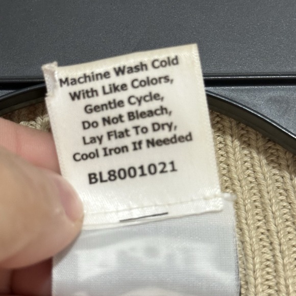 VINTAGE John Blair Cable Knit 3/4 Zip Mens L Tall Ivory Sweater 90 Pockets - Picture 7 of 8